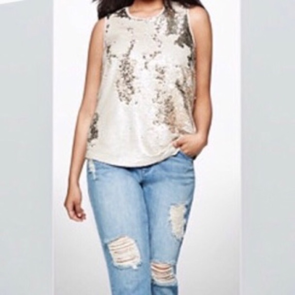 RACHEL Rachel Roy Reversible Sequin Tank Top Size Large